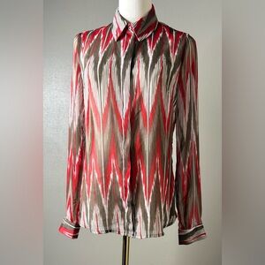 Banana Republic Red and Brown Patterned Blouse